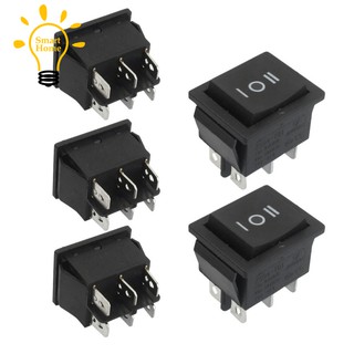 『★』5 Pcs 6 Pin DPDT Black Button On/Off/On Rocker Switch AC 250V/15A 125V/20A