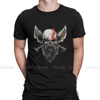 [S-5XL]เสื้อยืดคอกลม ผ้าฝ้ายแท้ พิมพ์ลายหัวกะโหลก Kratos God Of War แฟชั่นสําหรับผู้ชาย