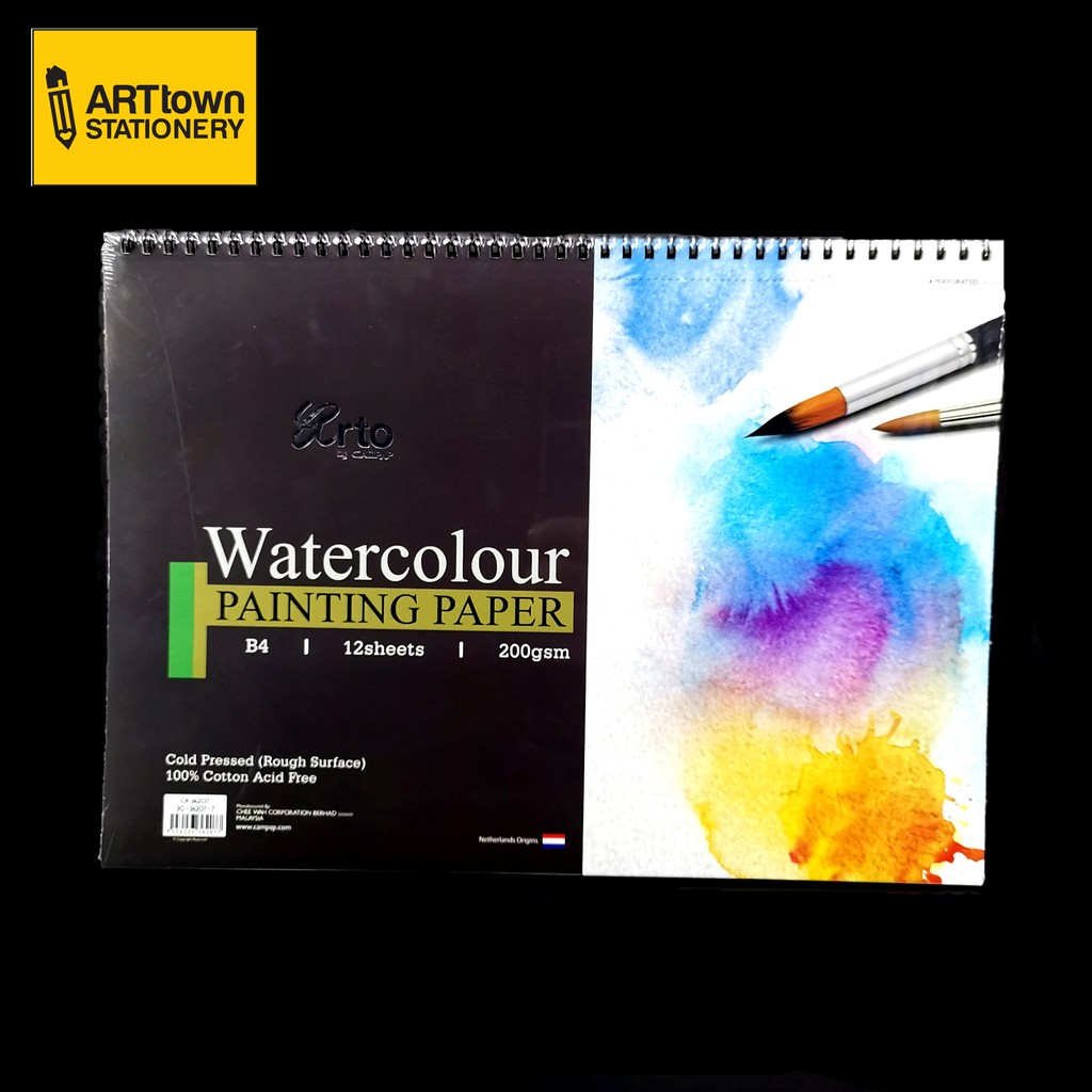 กระดาษวาดภาพ Arto Watercolor Wire-O B4 200gsm 12s