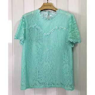 ZF SHOP เสื้อลูกไม้แขนสั้น ผ้านิ่มทั้งตัว