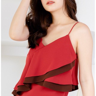 femininbrand Jeny Ruffle Dress - red velvet