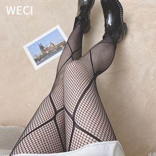 【พร้อมส่ง】WECI ถุงน่องตาข่าย ผ้าไนล่อน ลายแมงมุม ขนาดใหญ่ สําหรับผู้หญิง