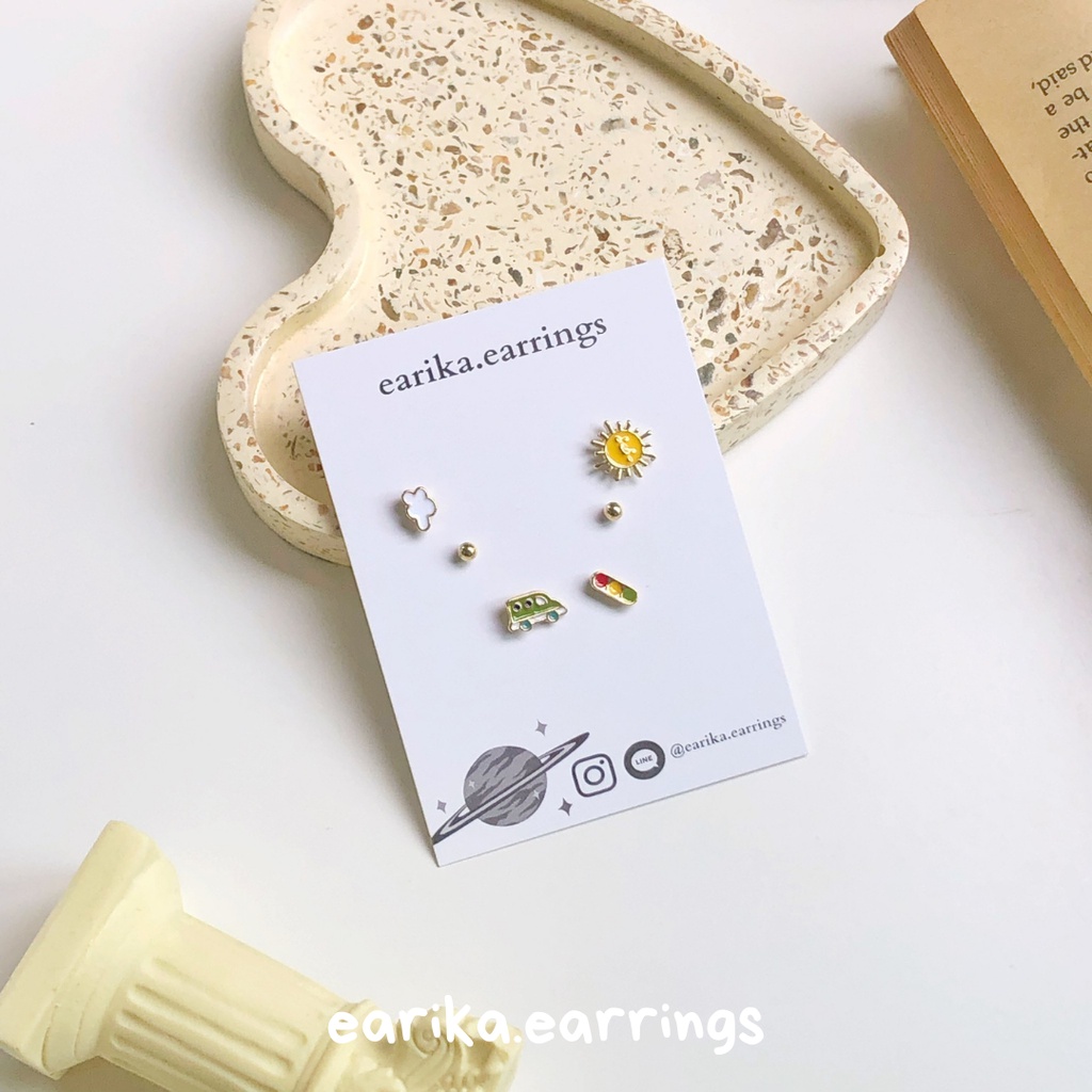 (กรอกโค้ด C3Q6K ลด 65.-) earika.earrings - daytime set เซ็ตต่างหูก้านเงินแท้ คนแพ้ง่ายใส่ได้