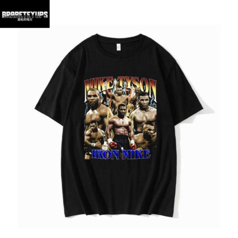 เสื้อยืดวินเทจ MIKE TYSON | RAP TEE BOXING MIKE TYSON | เสื้อยืดโอเวอร์ไซส์สีดํา