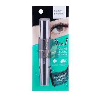 (8g.) Baby Bright 3in1 Volume Long &amp; Curl Mascara เบบี้ไบร์ท มาสคาร่า