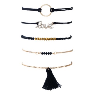 สร้อยข้อมือเซ็ท สีดำ พร้อมส่ง B032