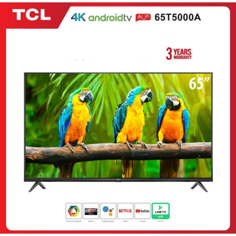 TCL ทีวี 65 นิ้ว LED 4K UHD Android TV Wifi Smart TV OS (รุ่น 65T5000A)
