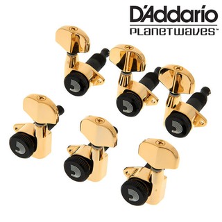 DAddario® PWAT-333L ลูกบิดกีตาร์โปร่ง สีทอง อย่างดี + แถมฟรีน็อตและวงแหวนรอง (Auto-trim Locking Tuning Machine Heads)