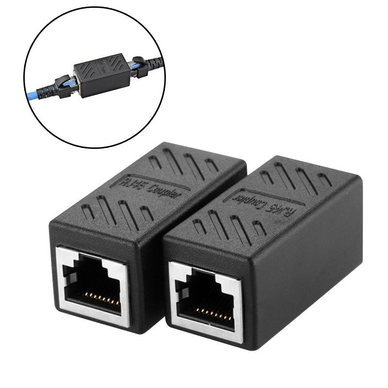 2Pcs Cat5 RJ45 Lan Network Ethernet Cable Extender Adapter Coupler Connector