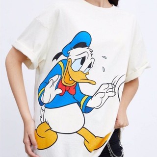 เสื้อยืด Donald duck โดนัล ดั๊ก สีขาว ผ้านิ่ม