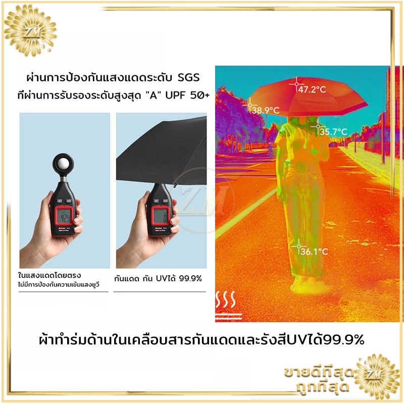 ร่มพับกันUV กันแดด กันฝน น้ำหนักเบา พกพาสะดวก โครงสแตนเลส thumbnail 8