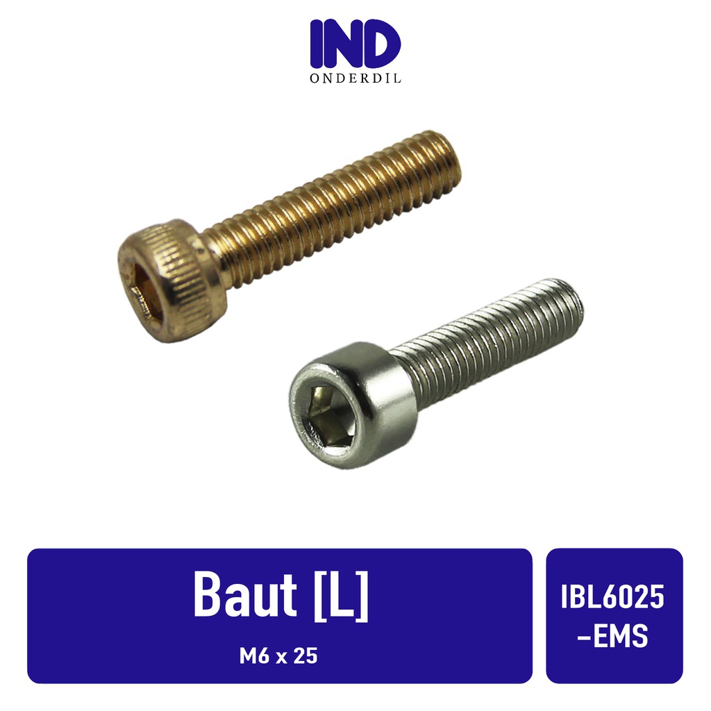 Bolt-Bud-Bolt L-L5 M6x25-6X25-M 6 x 25 Key-K 5 P-Pitch 1