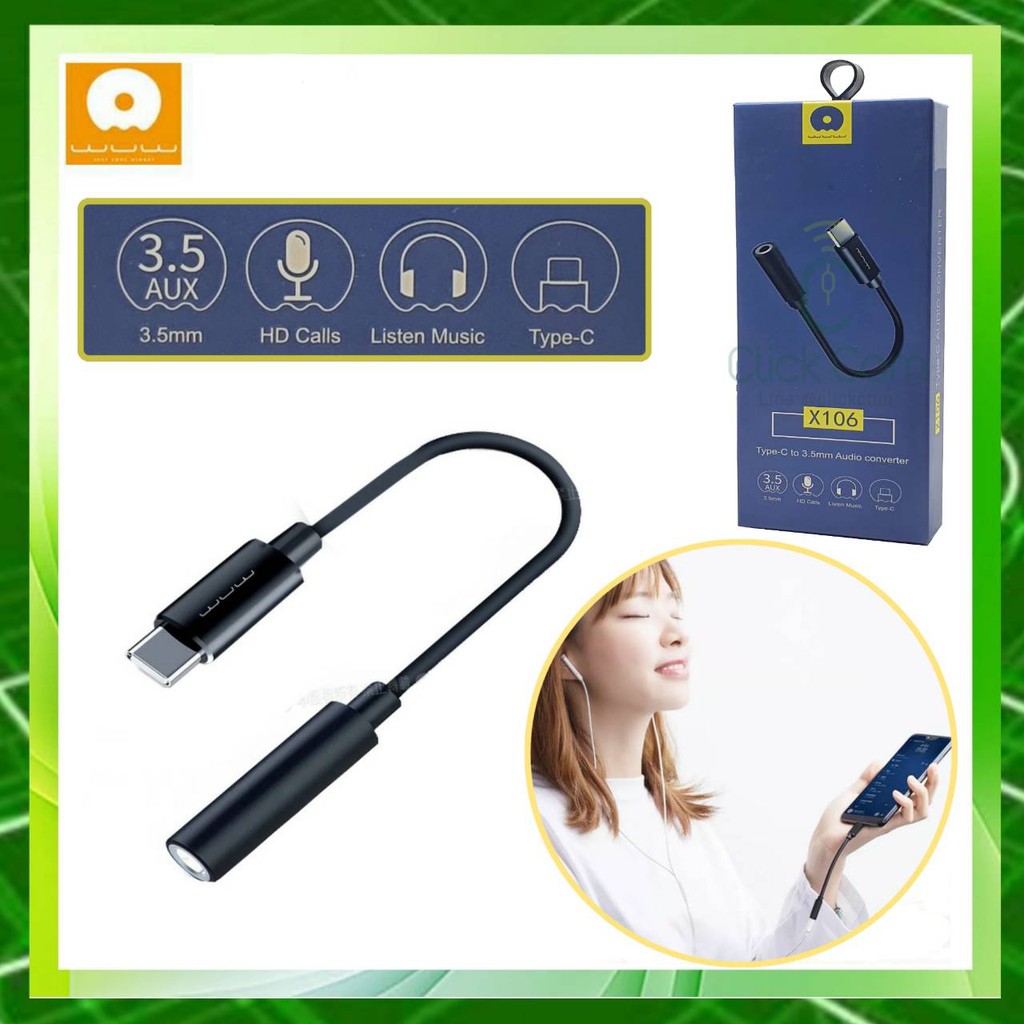 WUW USB Type C to 3.5 mm AUX Adapter Convert X106