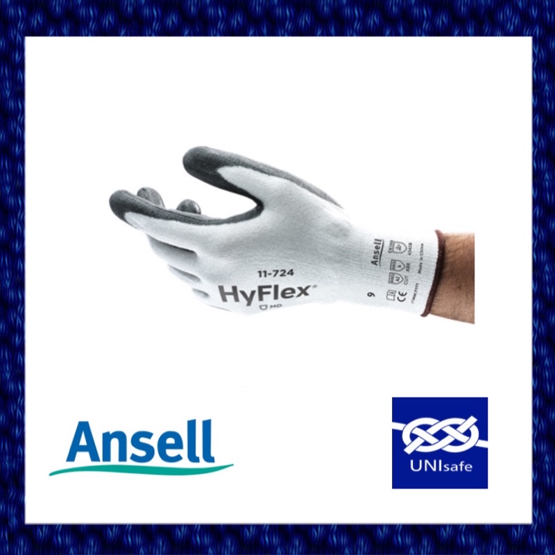ANSELL HyFlex 11-724 Kelvar INTERCEPT Technology Thin Cut Resistance Gloves