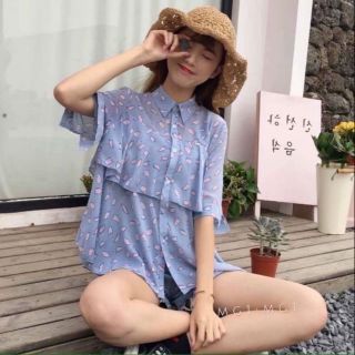 👚เสื้อเชิ้ตแต่งระบาย มีกระดุมหน้า 👚