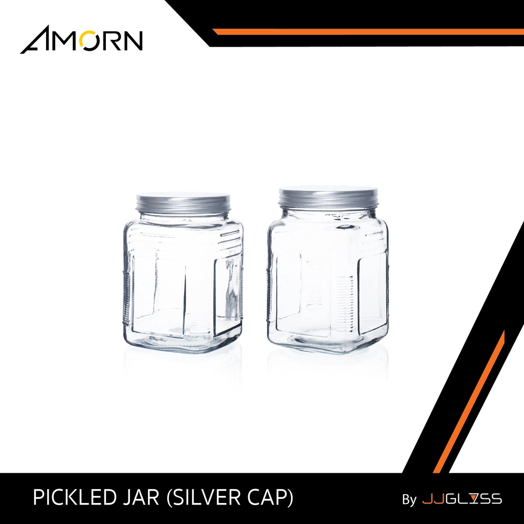 JJGLASS - (AMORN) PICKLED JAR  (SILVER CAP) - โหลแก้ว เนื้อใส ทรงกลม ฝาอลูมิเนียม เหมาะสำหรับใส่ขนม