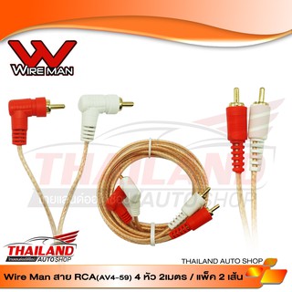 สาย RCA 4 หัว (ถักใส) 2 เมตร แพ็ค 2 เส้น (WM)