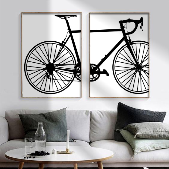 โปสเตอร์ Hiasan Dinding, Wall Art Poster Minimalist, สีดําและสีขาว Wall art ตกแต่ง Monochrome Wall a