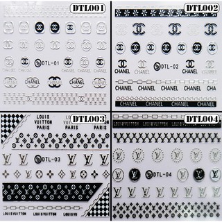 สติกเกอร์ติดเล็บ 3D (ดูลายเลื่อนซ้ายเลยจ้ะ) รหัส DTL ทอง+ดำ