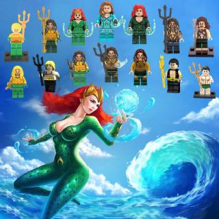 ของเล่นตัวต่อฟิกเกอร์ Marvel Minifigures DC Movie Aquaman Mera Black Manta Atlanna Joker Batman ขนาดเล็ก