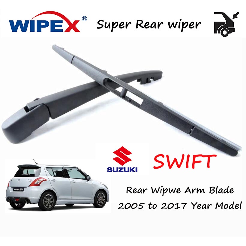 Suzuki Swift ชุดแขนปัดน้ําฝนด้านหลัง/ใบมีดสําหรับ 2005 ถึง 2017 SX4 Swift(sport) ที่ปัดน้ําฝนกระจกหลังรถยนต์ (แขน/ใบมีด) จาก wipex