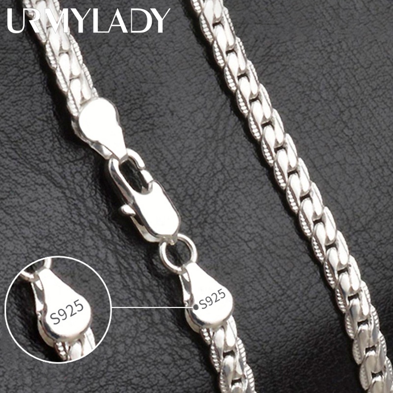 Urmylady สร้อยคอโซ่เงินสเตอร์ลิง S925 สีทอง เงิน 8 16 18 20 22 24 นิ้ว สําหรับผู้หญิง ผู้ชาย