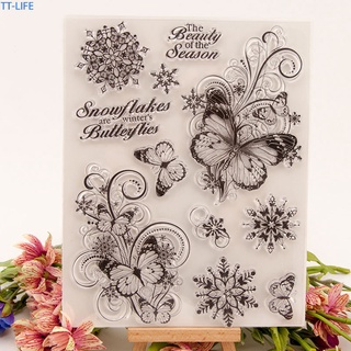 【TTLIFE】Christmas transparent stamp DIY hand account scrapbook finished stamp stamp, butterfly snowflake