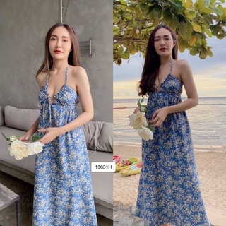 เดรสสายเดี่ยวคล้องคอลายดอกไม้ TT13631 One-shoulder floral dress