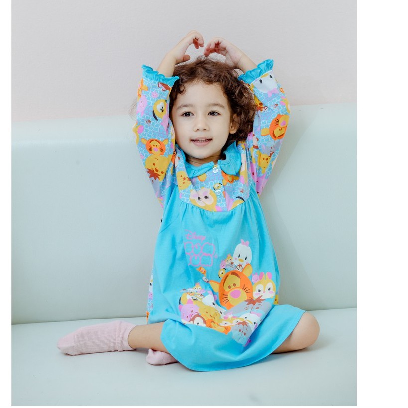 [สินค้าราคาพิเศษ] Momoji ชุดนอน เด็กหญิง ลิขสิทธิ์ ดิสนีย์ Disney Tsum กระโปรงและแขนยาวขายาว ผ้ายืด ราคาพิเศษ