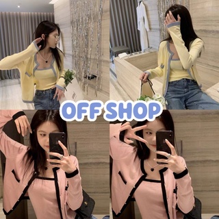 OFF SHOP พร้อมส่ง (OFF-80051) เสื้อสายเดี่ยว+เสื้อคลุมไหมพรม คุณหนูดูแพงกำลังมากคุ้มสุด