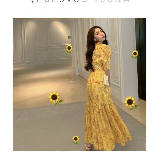 Mustard flower Dress

เดรสยาวลายดอก