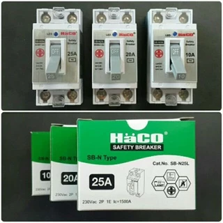 Haco เบรกเกอร์ มีสัญญาณไฟ10A, 16A 20A, 25A 32A (แถม!!กล่องครอบเบรกเกอร์)