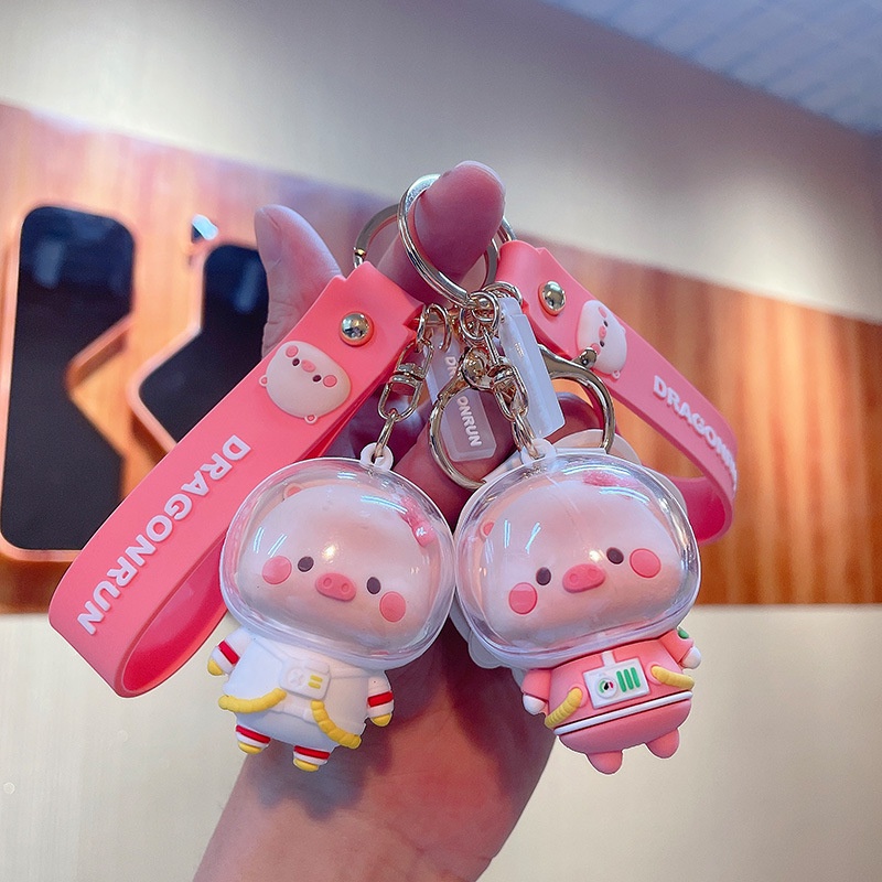 ของแท้ พวงกุญแจ จี้ตุ๊กตา PVC รูปการ์ตูนอวกาศ หมูอวกาศ