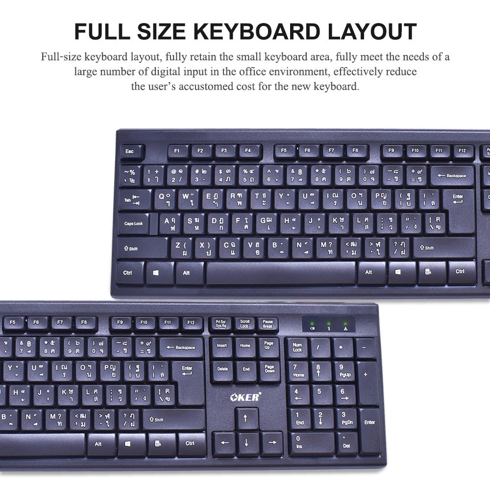 แท้100% OKER Keyboard K-199 Wireless Desktop 2.4GHz คีย์บอร์ด ไร้สาย Full Size #CC 199 #7