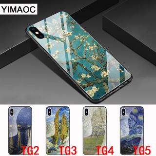 เคสโทรศัพท์มือถือกระจกนิรภัย ลายภาพวาดสีน้ํามัน Van Gogh สําหรับ iPhone 12 Mini 11 Pro XR XS Max