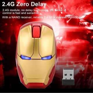 เมาส์เกมมิ่งไร้สาย พอร์ต USB ลายการ์ตูน Marvel 2.4G Iron Man