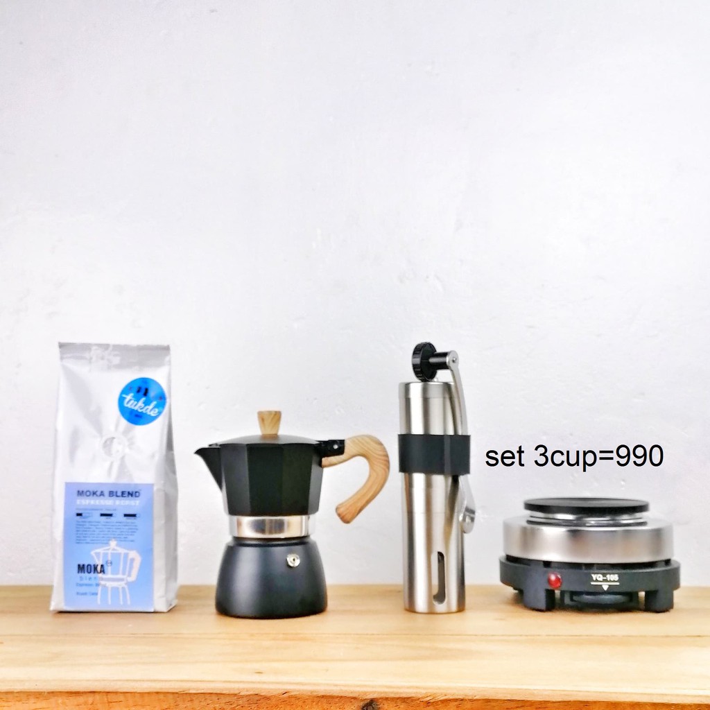 new 2021 ชุดmoka pot 3cups​ aluminum ชุดชงกาแฟ โมค่าพอท3คัพ อลูมิเนียม​ moka pot aluminuim espresso 
