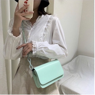 พร้อมส่ง✨กระเป๋าแฟชั่นเกาหลี สีสนใจ สายโซ่
