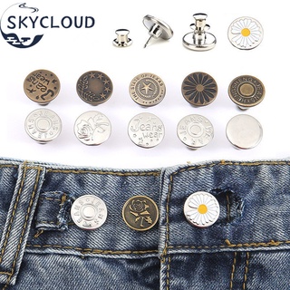 Skycloud กระดุมโลหะทองแดง รูปดาว ดอกไม้ สีเงิน พร้อมไขควง ปรับขนาดได้ สําหรับผู้ชาย ผู้หญิง