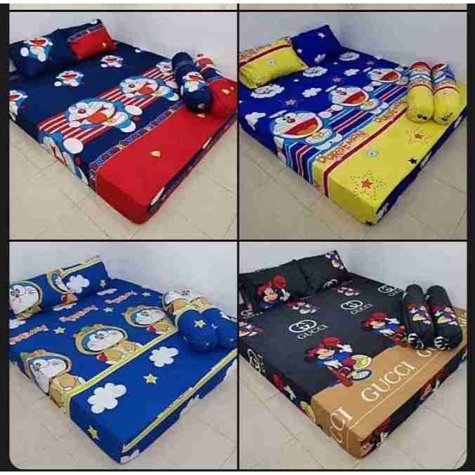 ผ้าปูที่นอนขนาด6ฟุต 1ผืนและแบบเซ็ต 5 ชิ้นลายการ์ตูนผ้าCotton 100% สีไม่ตกผ้าไม่ยืด ไม่ระคายเคือง