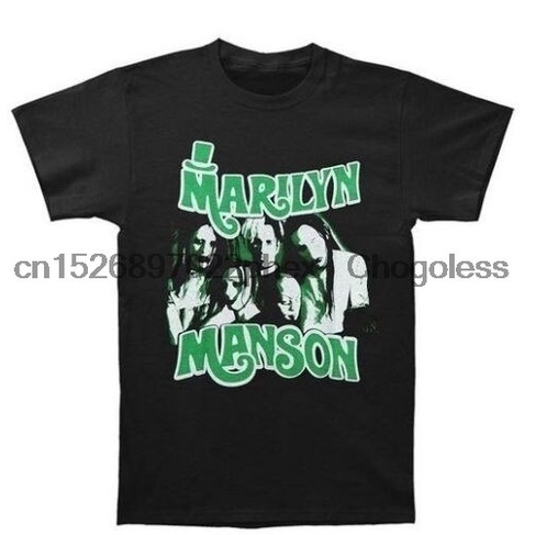 เสื้อยืด ผ้าฝ้าย พิมพ์ลาย Marilyn Manson สไตล์วินเทจ สีดํา สําหรับเด็ก