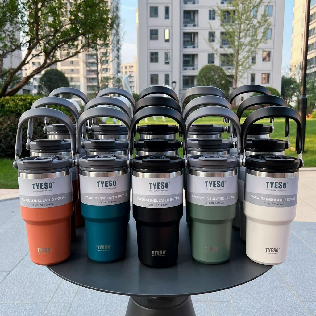 April แก้วเก็บความเย็น Tyeso แบบใหม่มีที่จับ แก้วเก็บอุณหภูมิร้อน/เย็น 600ml/750ml/900ml/1050ml/1200ml