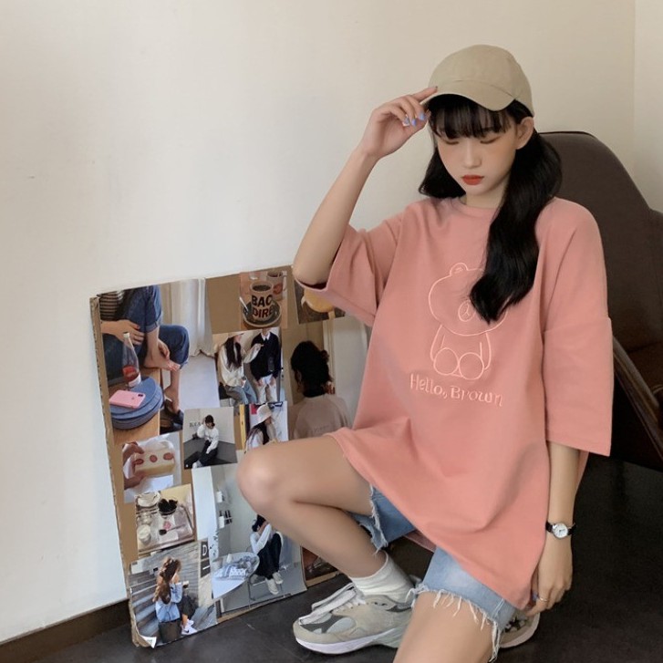 LHSunday🍀 เสื้อยืดปักลายน้องหมีสุดน่ารัก🧸💓 ไอต้าวน่ารักระดับสิบ 🍧 มี 6 สียั่วๆเลยจ้าา จัดไซส์ใหญ่ให้สาวอวบด้วยน๊าาา🌟