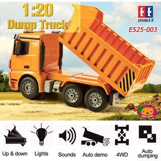 รถพ์บังคับวิทยุ รถดัมพ์งานก่อสร้าง รุ่น Double E525-003 Mercedes-Benz Arocs Dump ของเล่นเด็กรถดั๊มบังคับวิทยุ สมจริง