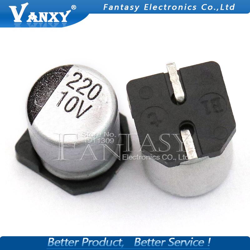 ตัวเก็บประจุไฟฟ้า 10 v 220 uf 6 . 3x5 . 4 มม. smd อลูมิเนียม 220uf 10v 10 ชิ้น