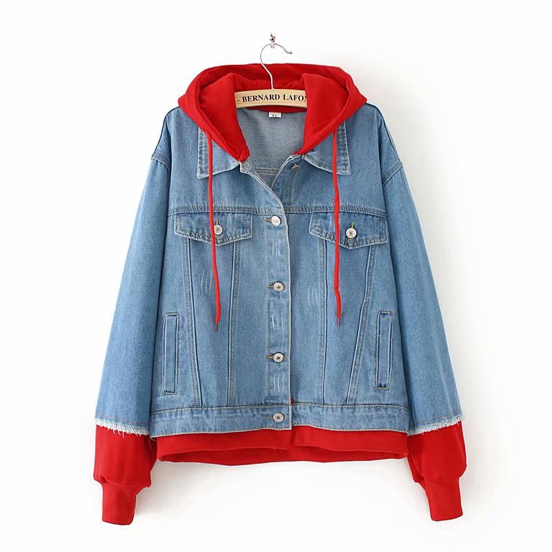 plus size denim jacket with hood