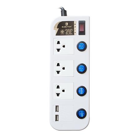 อุปกรณ์ไฟฟ้า ปลั๊กพ่วง รางปลั๊กไฟ 3 ช่อง 5 สวิตซ์ 2 USB ELECTON EP-GS3503U 3 ม. มีคุณภาพผ่านมาตรฐาน