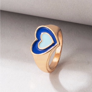 แหวนหัวใจสีฟ้าน้ำเงิน Blue Heart Design Ring