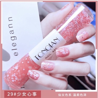 สีทาเล็บกึ่งเจลทูโทน 2 in 1 32สี tonqian ติดทน แห้งไว