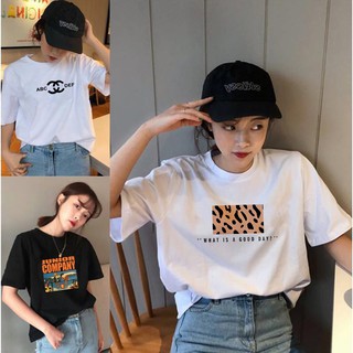 SUNNY.STROE💥💥เสื้อยืดแขนสั้นผู้หญิงเกาหลี🎉Oversize T-Shirt เสื้อยืดสกรีนตัวหนังสือ🎉เสื้อชุดคู่รัก สีขาว 🎉 เสื้อผ้าว